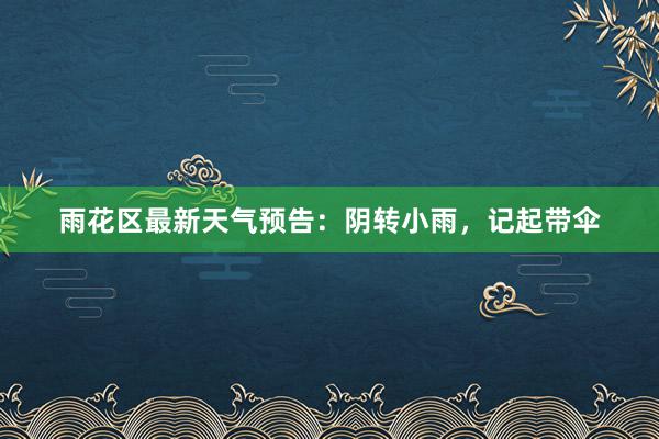 雨花区最新天气预告：阴转小雨，记起带伞